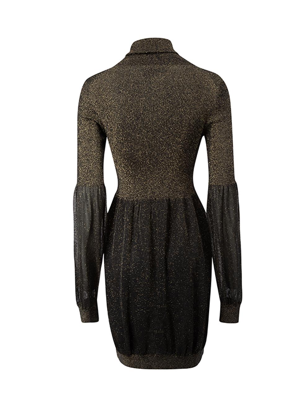 Gucci Women's Metallic Black Turtleneck Long Sleeve Dress In Good Condition In London, GB