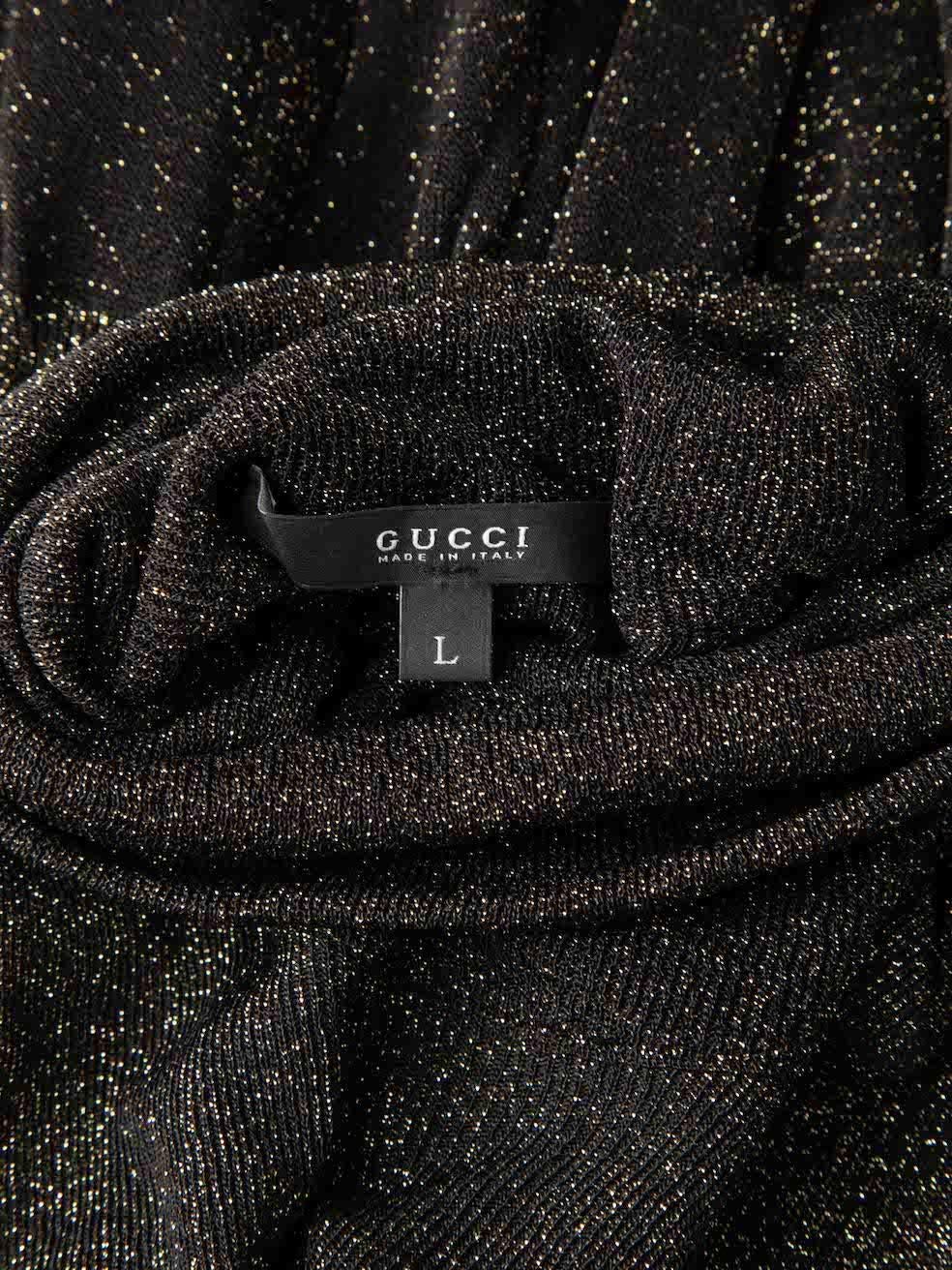Gucci Women's Metallic Black Turtleneck Long Sleeve Dress 1