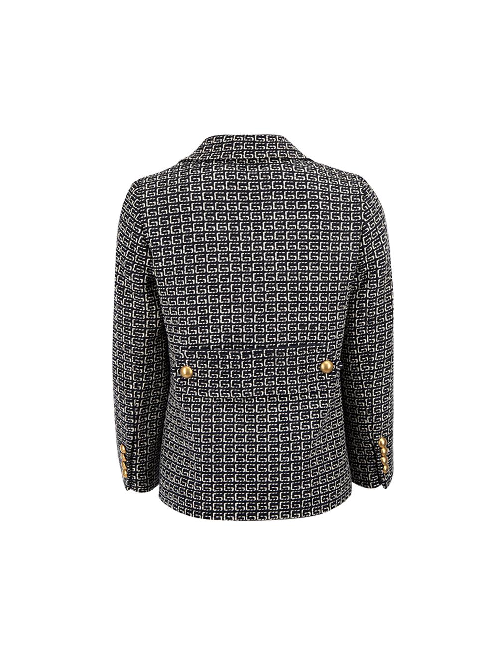 Gucci Women's Navy GG Pattern Single Breasted Blazer In Good Condition In London, GB