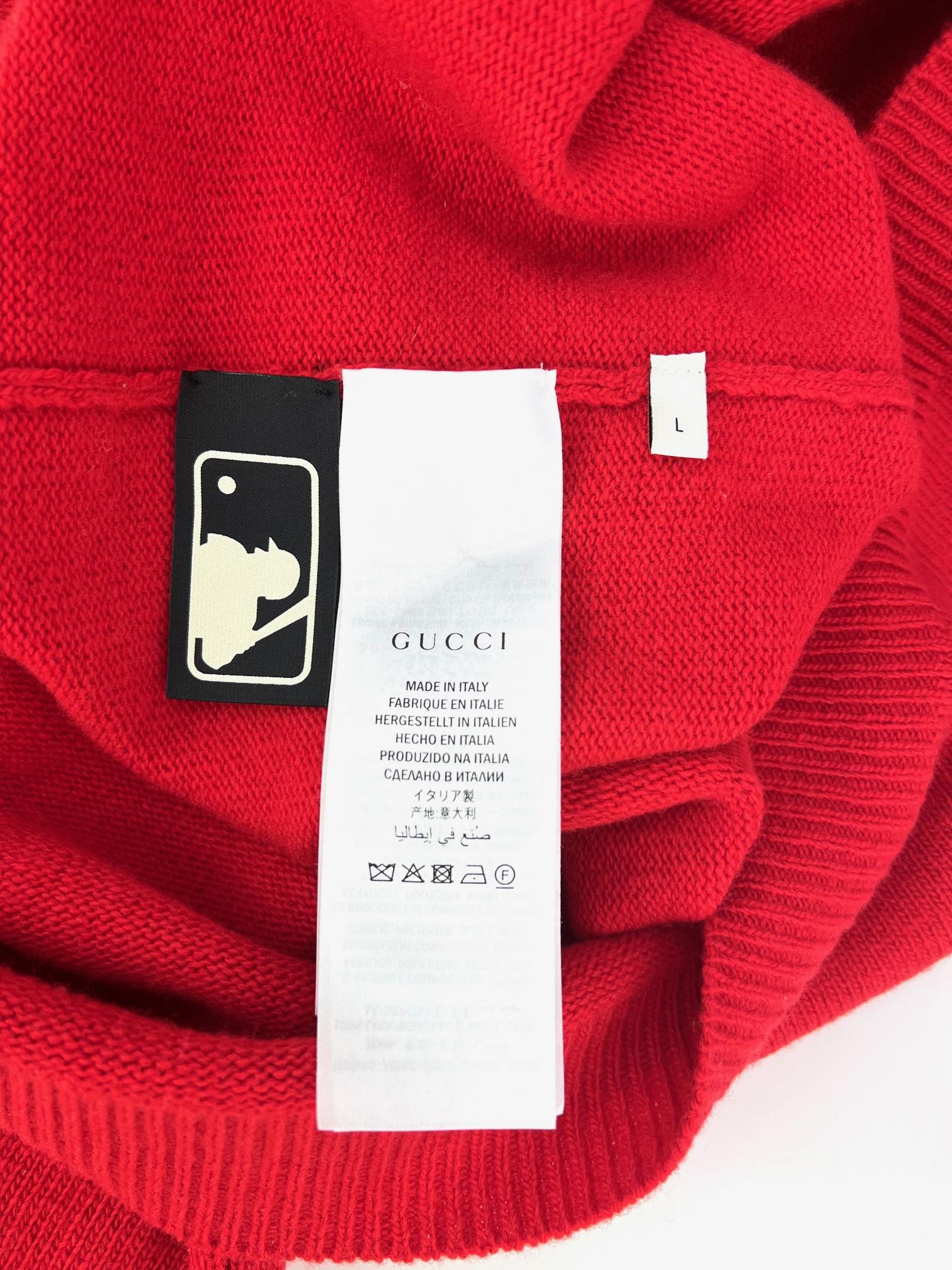 Gucci Womens NY Yankees Wool Red Sweater Pullover For Sale 6