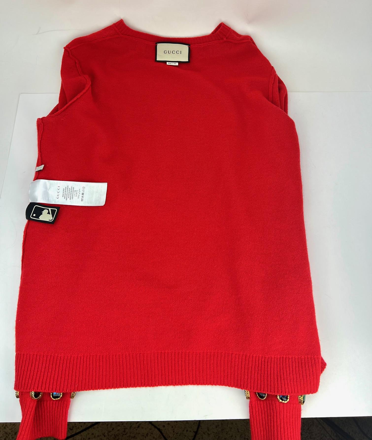 Gucci Womens NY Yankees Wool Red Sweater Pullover For Sale 5