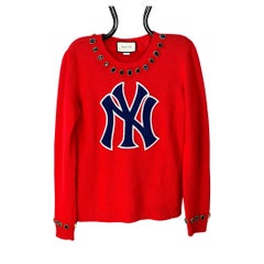 Pull en laine rouge Gucci pour femmes NY Yankees