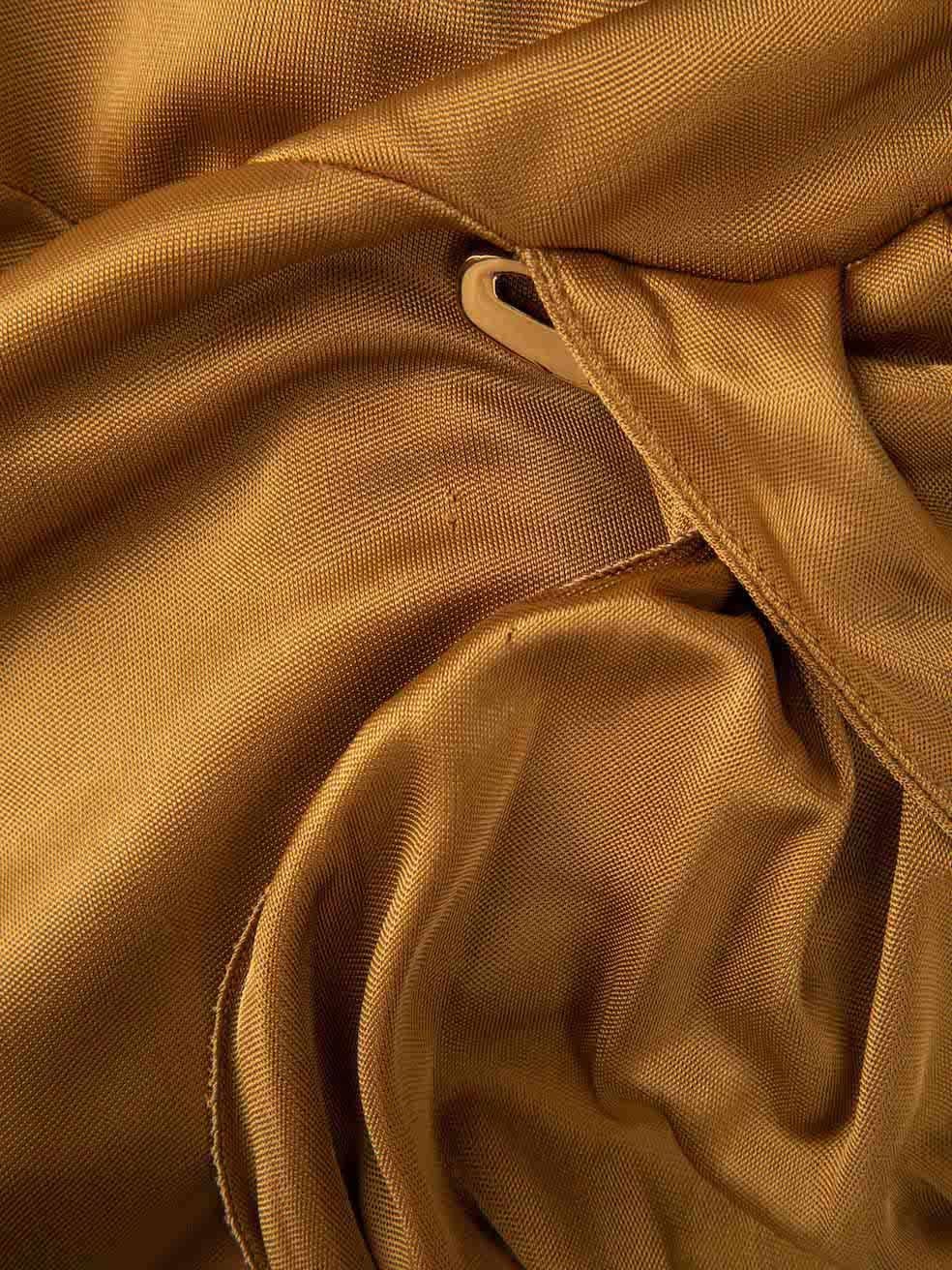 Gucci Women's Ochre Gold Asymmetric Draped Mini Dress 1