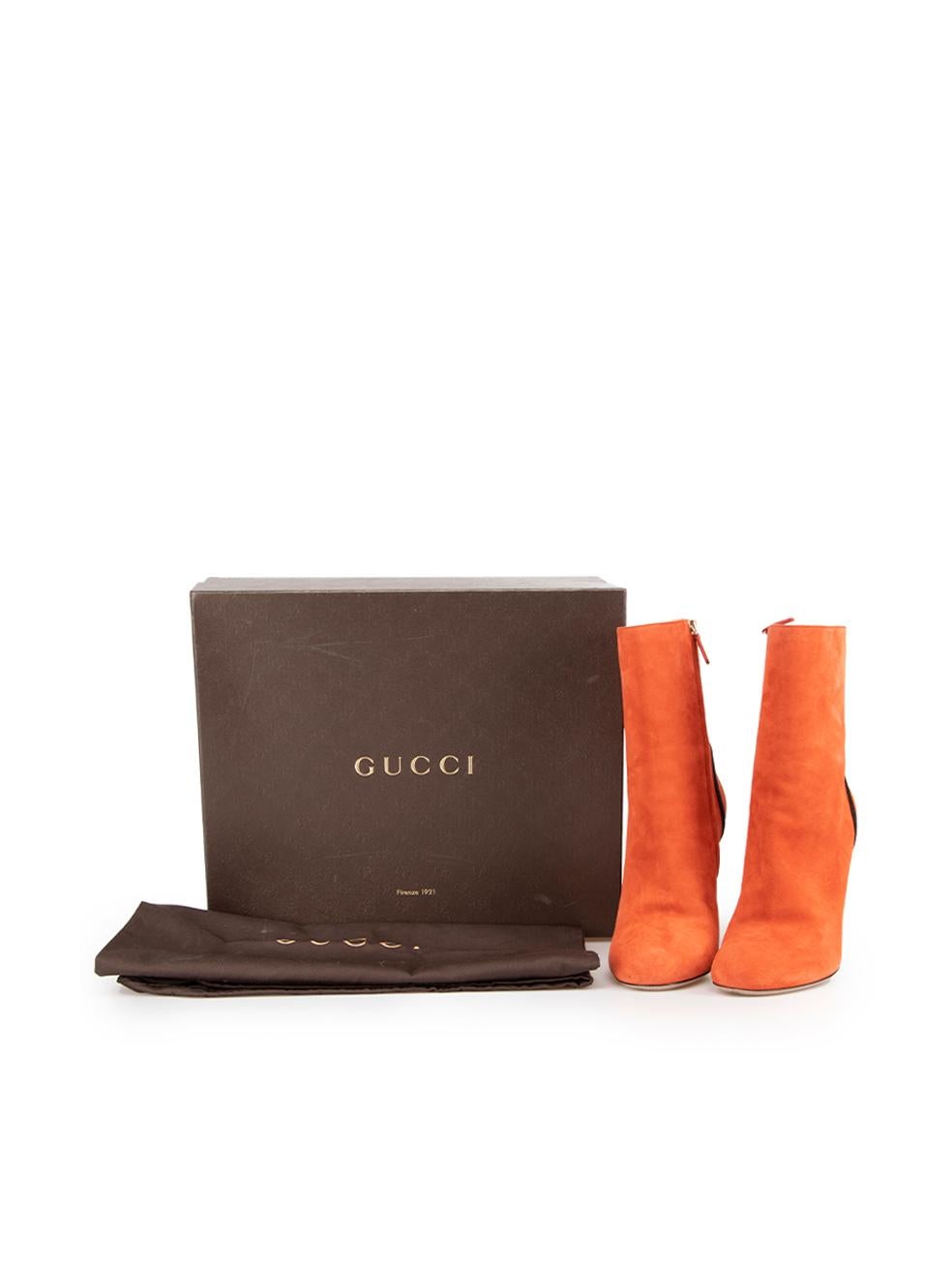Gucci Women's Orange Suede Wedge Ankle Boots 2
