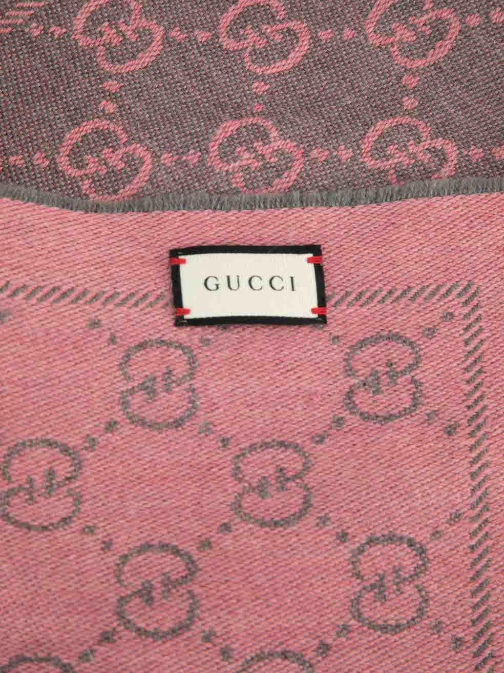 Gucci Women's Pink & Grey Jumbo GG Monogram Scarf 2