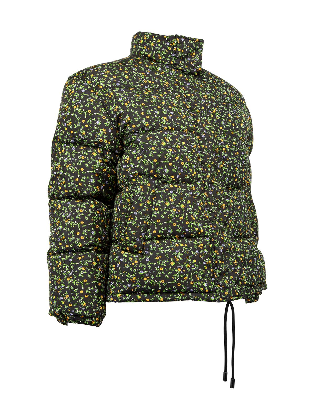 CONDITION is Never Worn. No visible wear to Puffer Jacket is evident on this used Gucci designer resale item. Details Black Multicoloured floral print Polyamide Goose down Puffer Casual Draw string hemline Zip and press stud closure Material Gucci