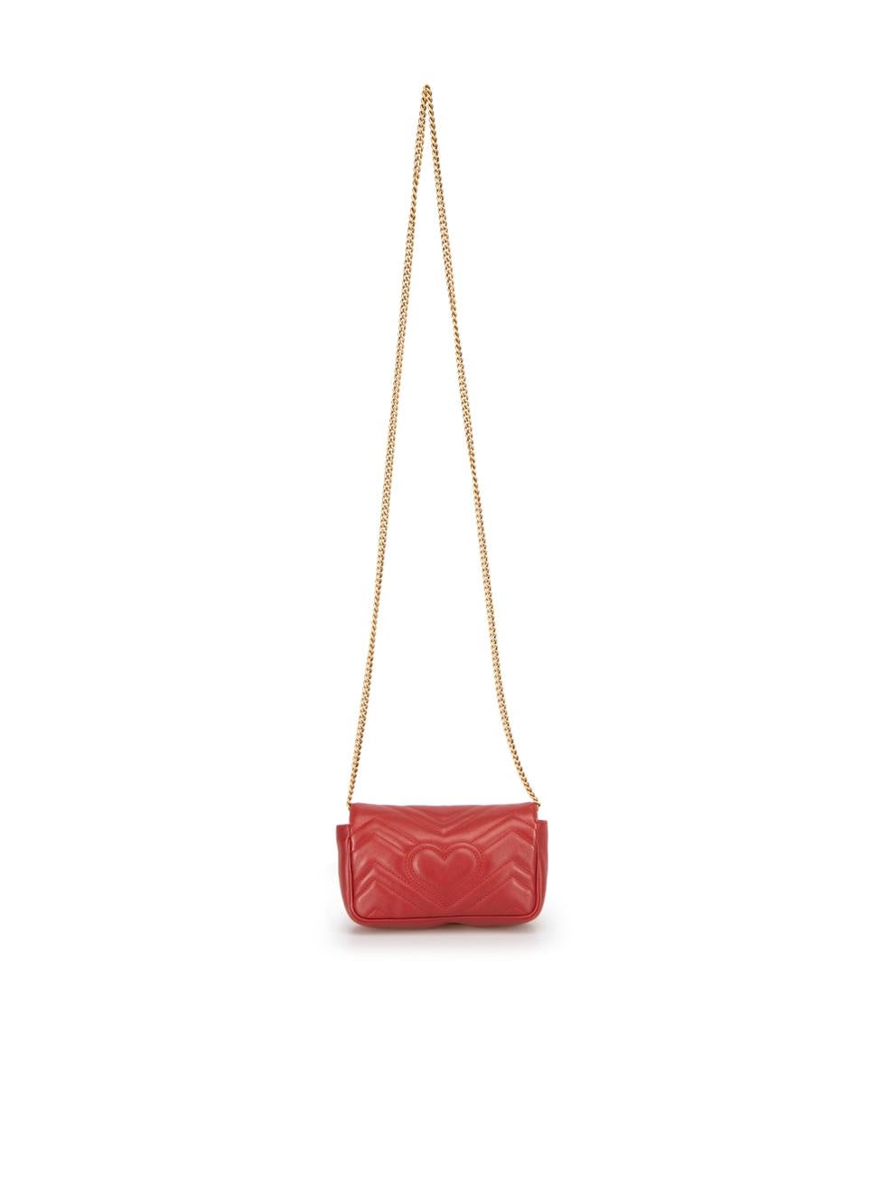 Gucci Women's Red GG Marmont Matelasse Super Mini Crossbody Bag In Good Condition In London, GB