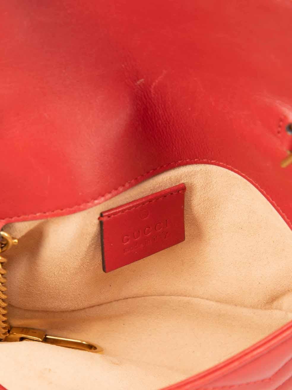 Gucci Women's Red GG Marmont Matelasse Super Mini Crossbody Bag 2