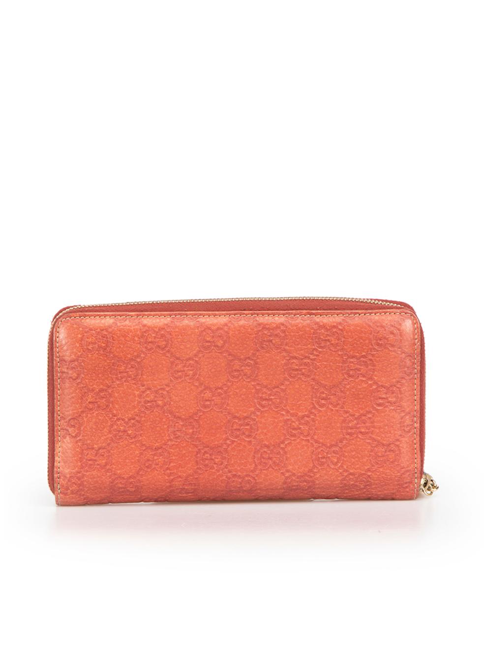 Orange Gucci Women's Red Leather GG Guccisima Continental Wallet