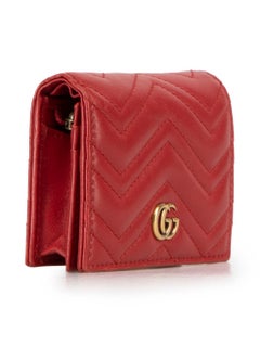 Gucci Women's Red Leather GG Marmont Matelasse Wallet