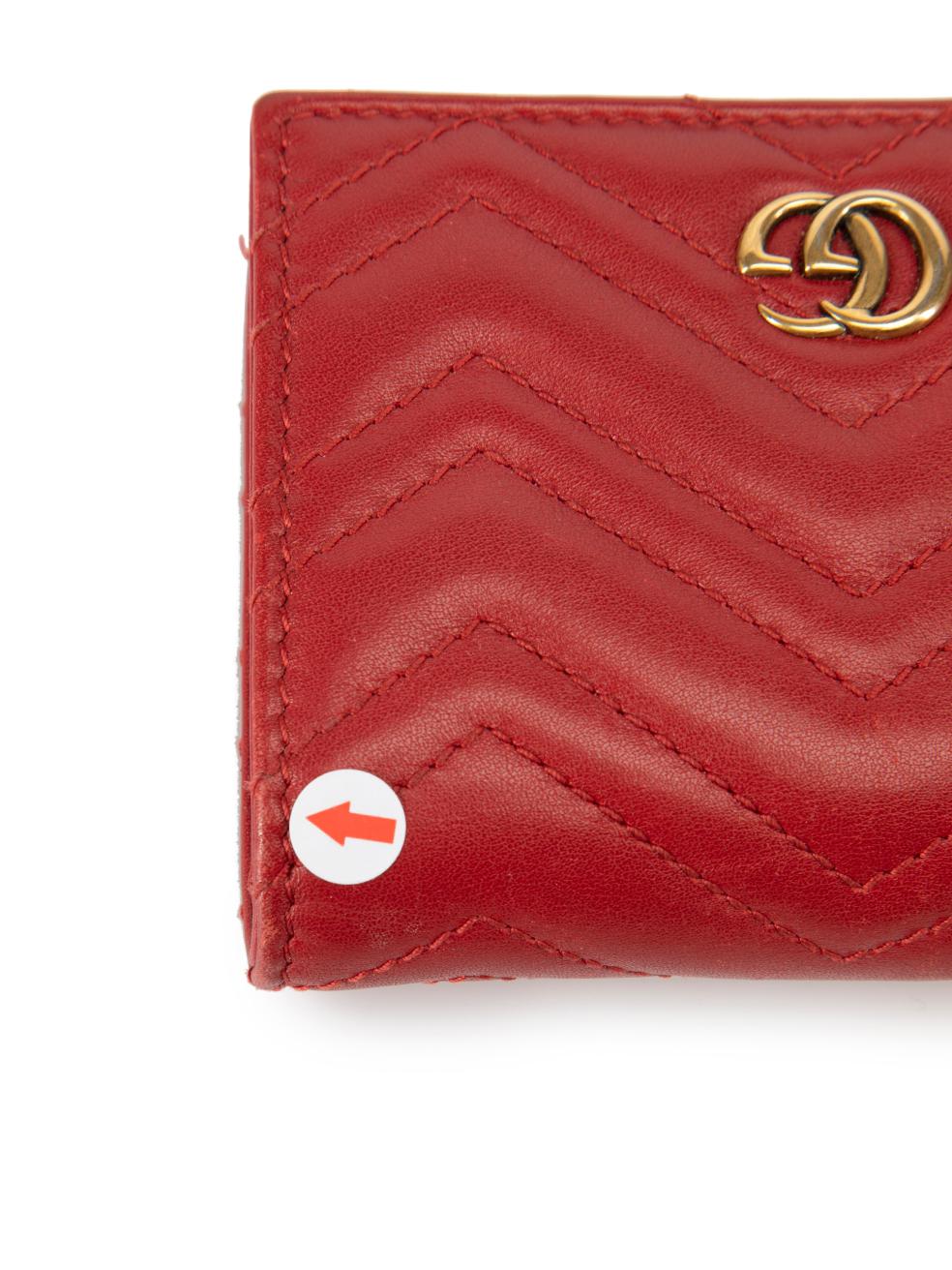Gucci Women's Red Leather GG Marmont Matelasse Wallet 5