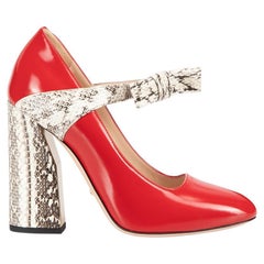 Gucci Women's Red Leather Snakeskin Bow Pumps