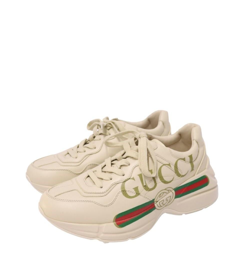 Gucci Women's Rhyton Logo Sneakers Size EU 37.5 In Excellent Condition For Sale In Amman, JO
