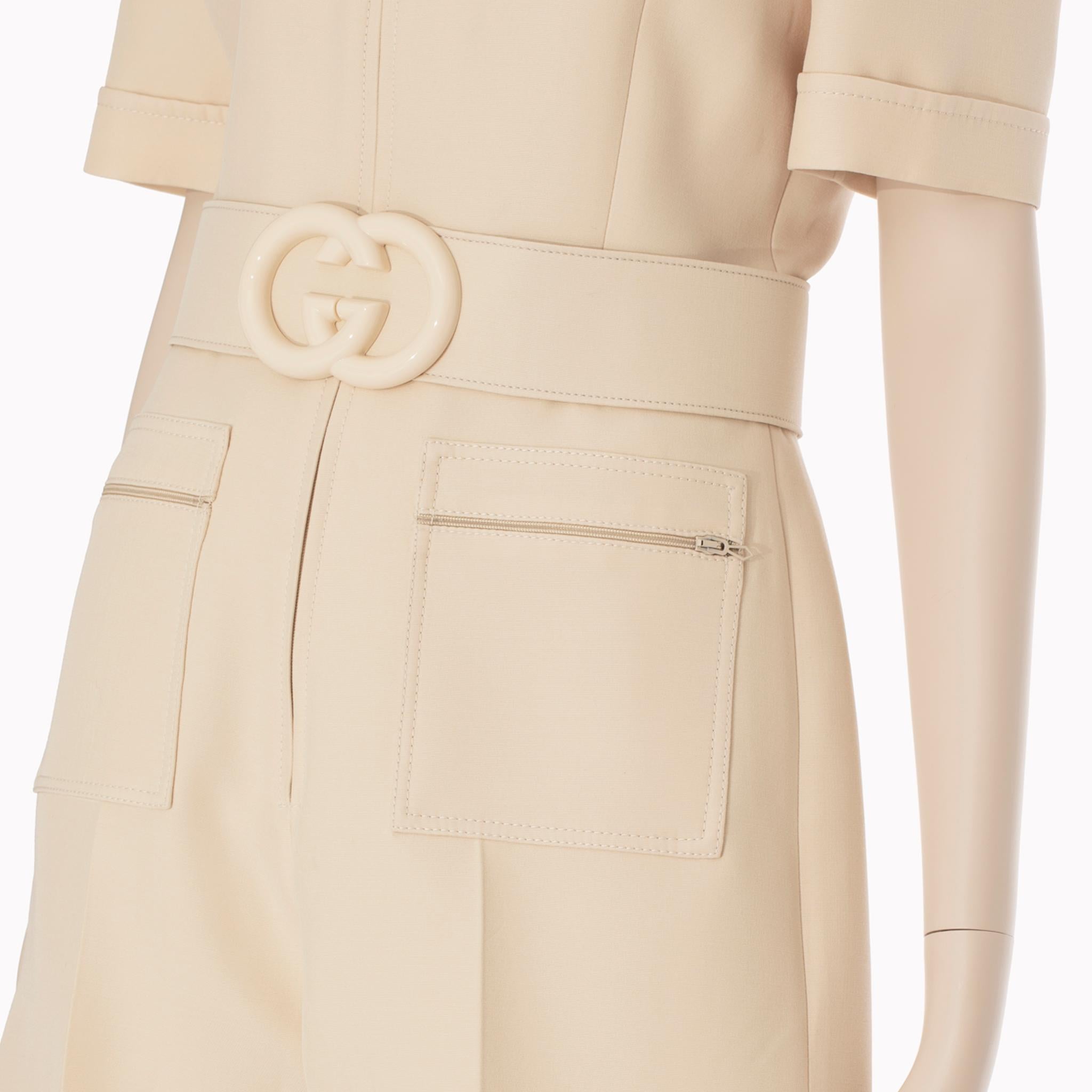 Gucci Womens Short Belted Jumpsuit Ivory 40 IT For Sale 8
