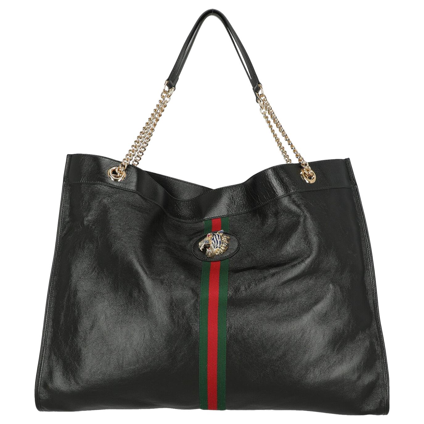 Gucci Women's Shoulder Bag Rajah Black Leather For Sale