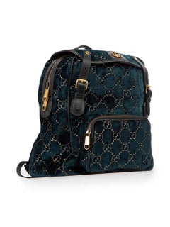 Gucci Women's Teal GG Velvet 2020 Marmont Logo Backpack