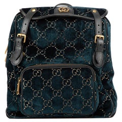 Gucci Women's Teal GG Velvet 2020 Marmont Logo Backpack