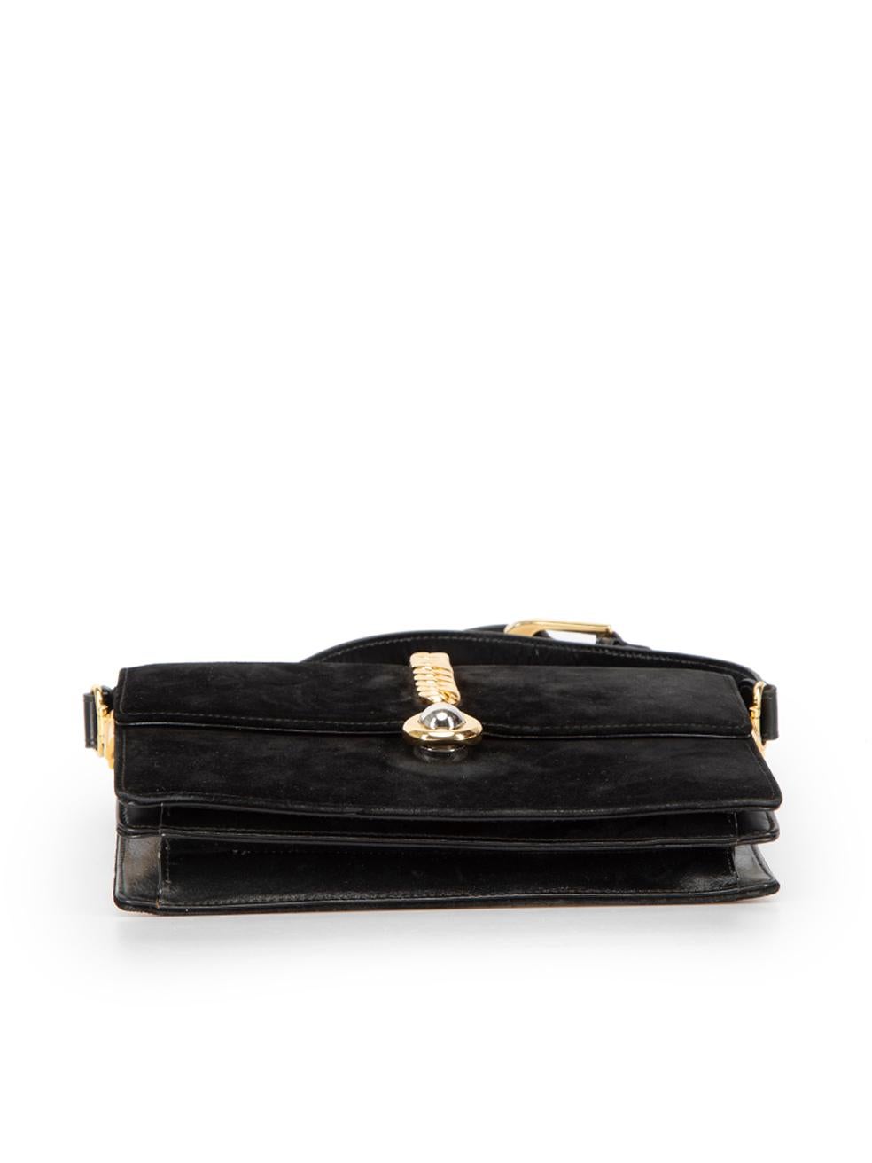 Gucci Women's Vintage Black Suede Chain Accent Flap Shoulder Bag 1