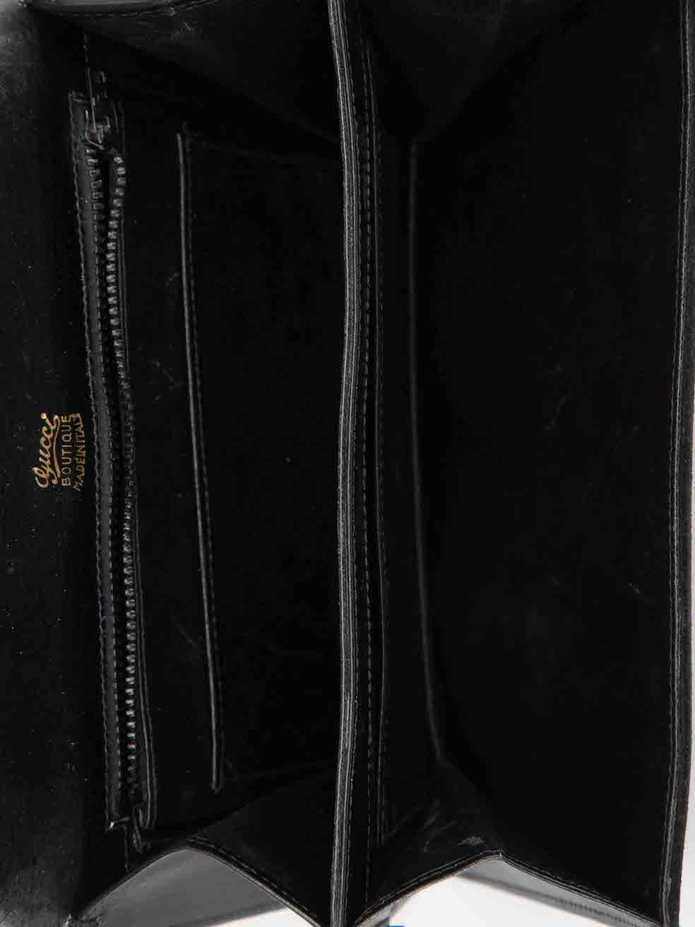 Gucci Women's Vintage Black Suede Chain Accent Flap Shoulder Bag 2