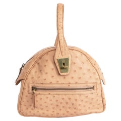 GUCCI brown Ostrich leather LARGE Shoulder Bag For Sale at 1stDibs