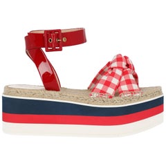 Gucci Women's Wedges Red/White Fabric IT 39