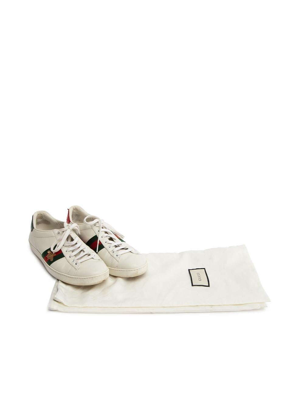Gucci Women's White Leather Ace Embroidered Bee Trainers For Sale at