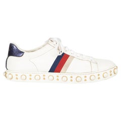 Gucci Women's White Pearl Embellished Ace Trainers