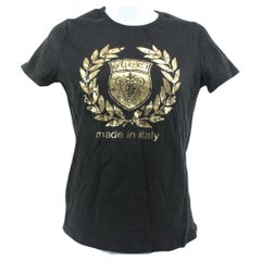 Gucci Women's XS Black x Gold Crest Logo T-Shirt Tee Shirt 120g28