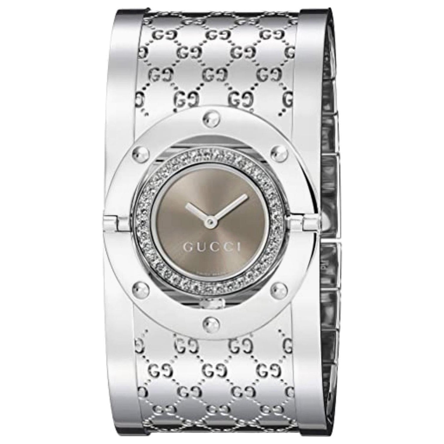 Gucci Women's YA112416 Twirl Diamond Cuff Watch For Sale at 1stDibs | gucci  watch women, gucci bracelet watch, gucci twirl watch price