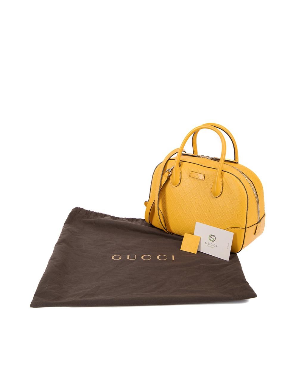 Gucci Women's Yellow Bright Diamante Leather Satchel 4
