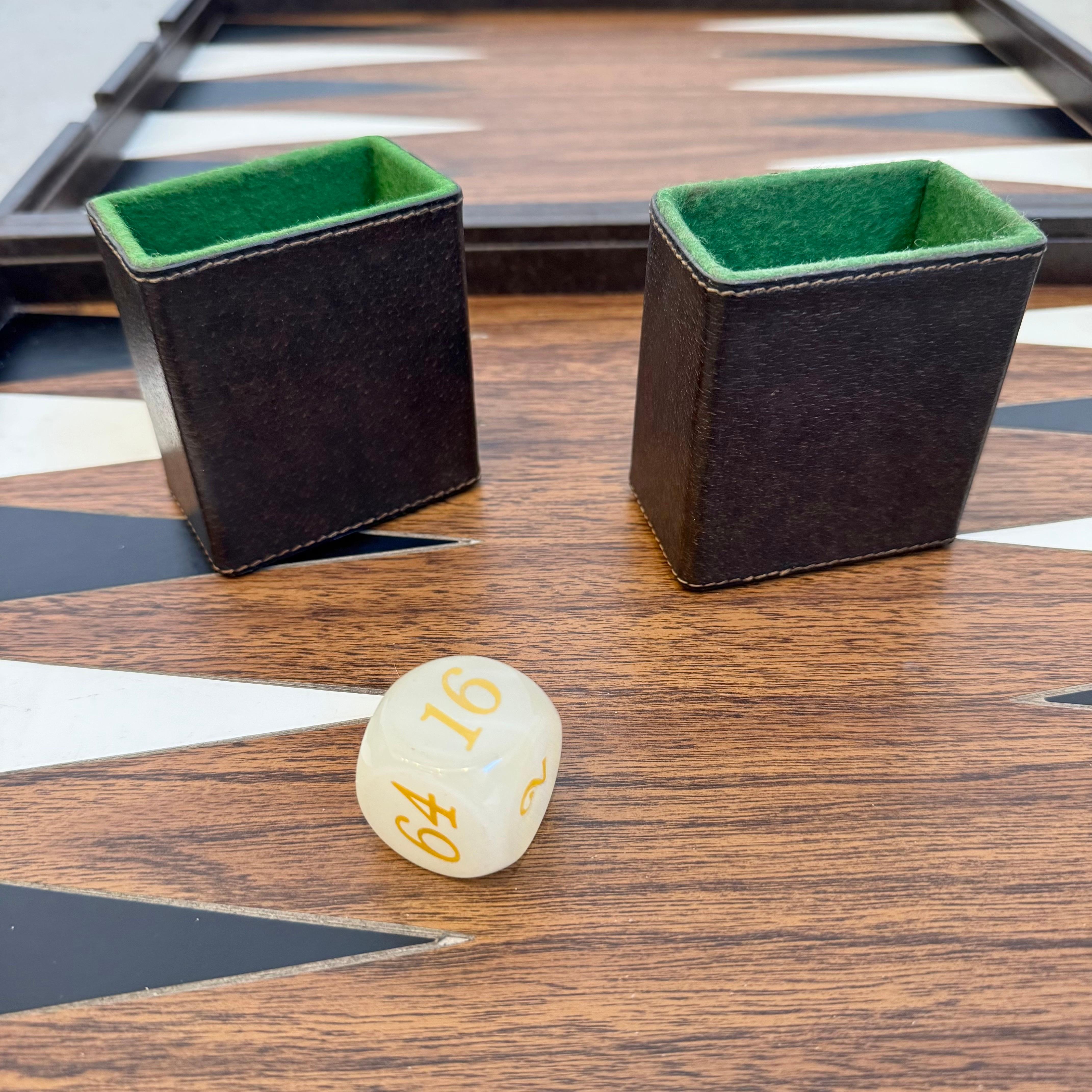 Backgammon-Set aus Holz und Leder von Gucci, 1970er Jahre, Italien im Angebot 10