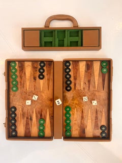 Backgammon-Set aus Holz und Leder von Gucci, 1970er Jahre, Italien