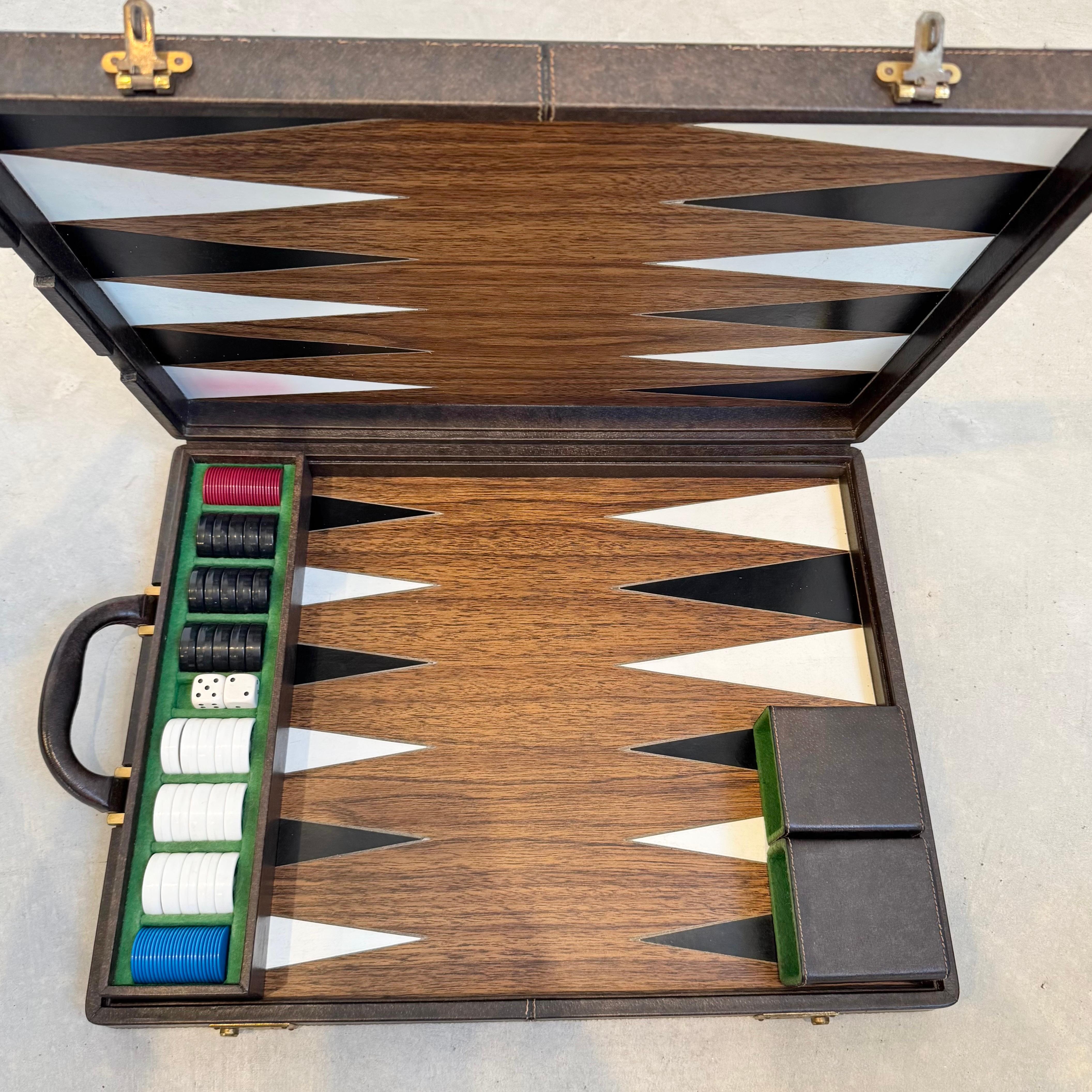 Backgammon-Set aus Holz und Leder von Gucci, 1970er Jahre, Italien im Zustand „Gut“ im Angebot in Los Angeles, CA