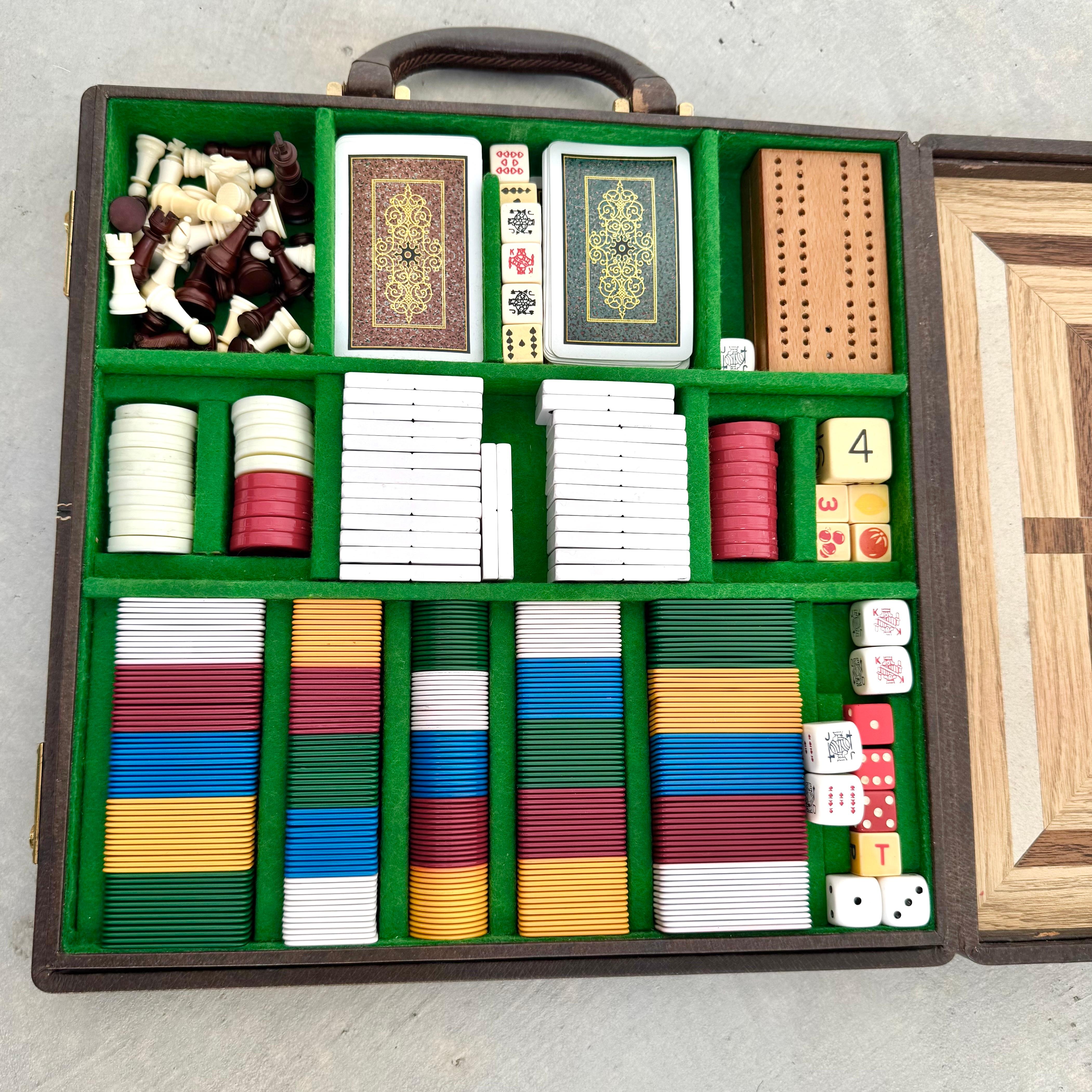 Gucci-Spielset aus Holz und Leder, Italien, 1970er Jahre (Italienisch) im Angebot
