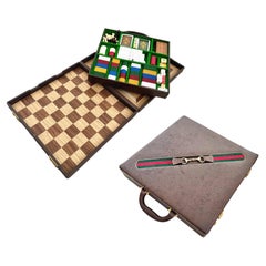 Gucci Wood and Leather Game Set, 1970s Italy