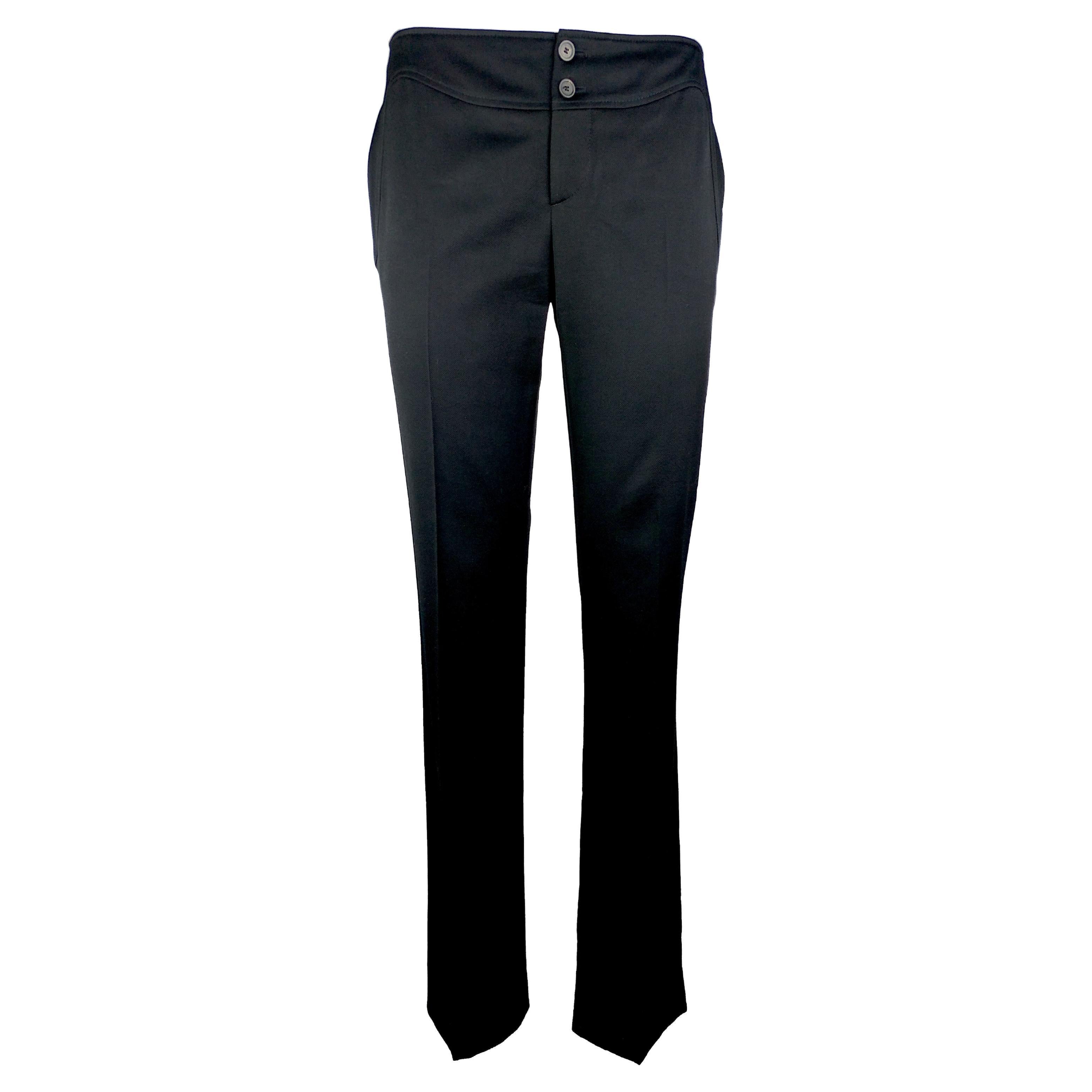 GUCCI – Wool Black Pants with Buckle from the Fall 2005 Runway  Size 6US 38EU