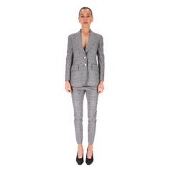 Gucci Wool Checked Floral Jacket & Trousers Suit
