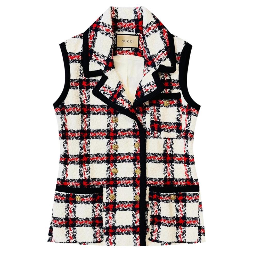 Gucci Wool 
Cotton Blend Tweed Check Vest/Jacket