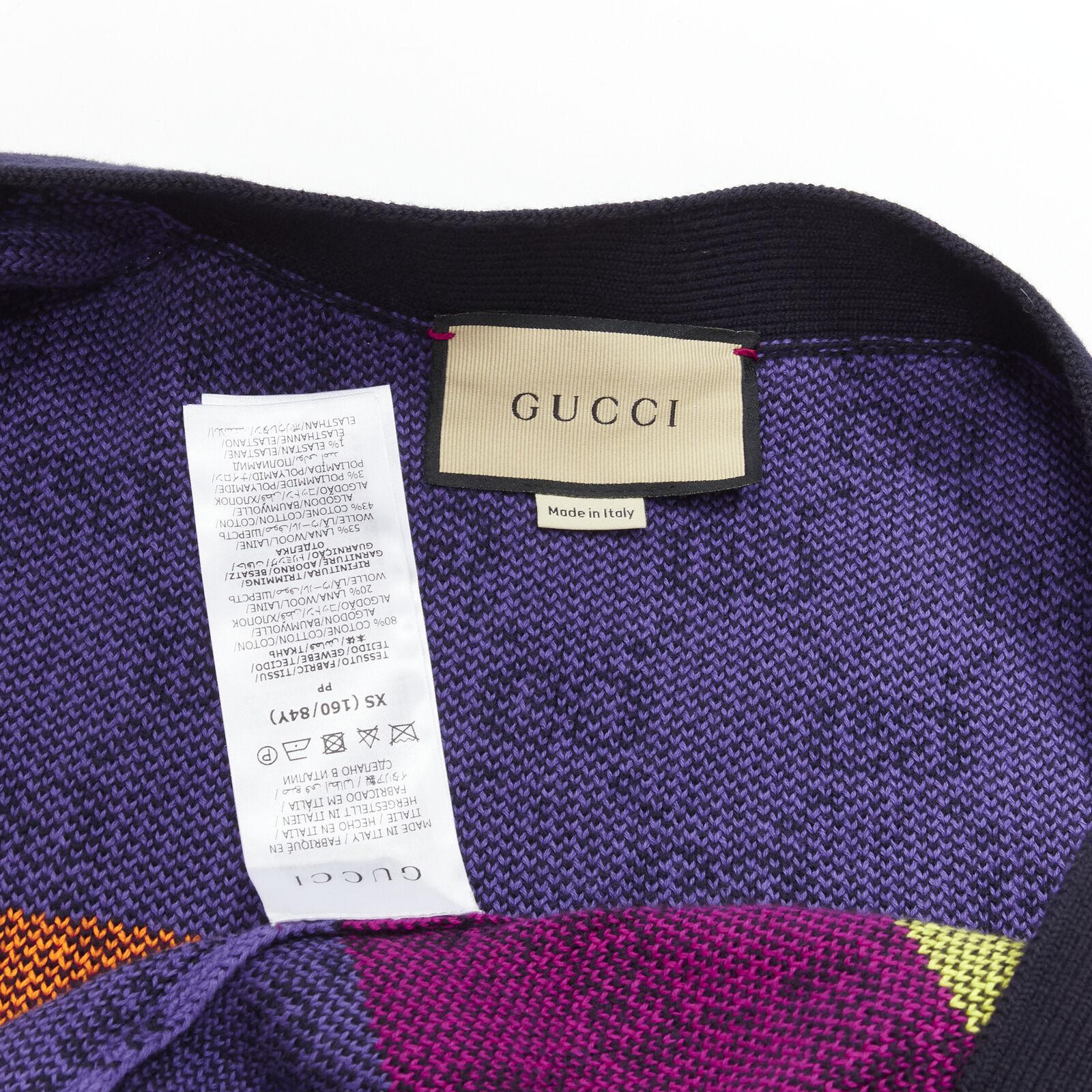 GUCCI wool cotton colorblocked GG monogram gld button oversized cardigan XS For Sale 4