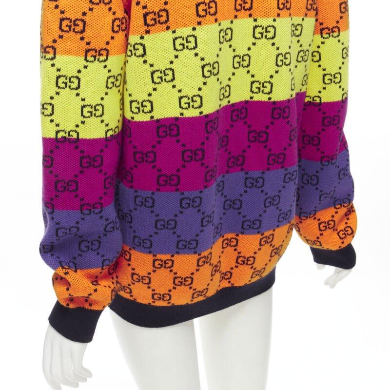 GGCI laine coton colorblocked GG monogram gld button oversized cardigan XS en vente 4
