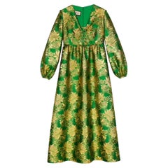 Gucci Wool Lamé Floral Jacquard Dress