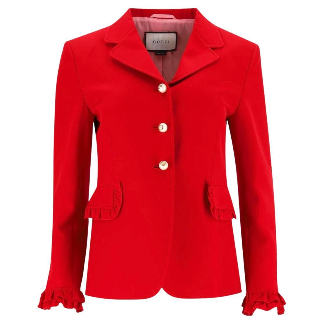 Gucci Wool & Silk Jacket With 'GG' Logo Pearl Buttons For Sale