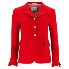 Gucci Wool & Silk Jacket With 'GG' Logo Pearl Buttons