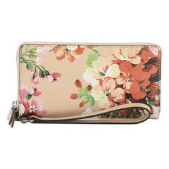 Gucci Wrist Zip Wallet Blooms Print Leather