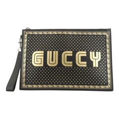Gucci Wristlet Clutch Limited Edition Printed Leather 