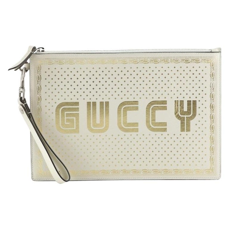 Gucci Wristlet Clutch Limited Edition Printed Leather at 1stDibs