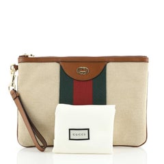 Gucci Wristlet Zip Pouch Vintage Web Canvas