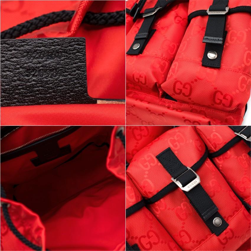 Gucci x 100 Thieves Red Off-The-Grid Nylon Backpack In Excellent Condition In London, GB