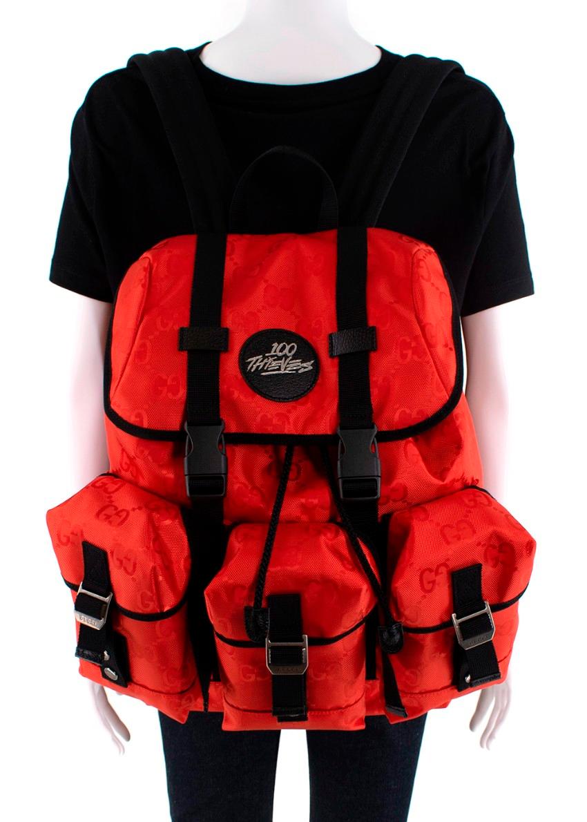 Gucci x 100 Thieves Red Off-The-Grid Nylon Backpack 1