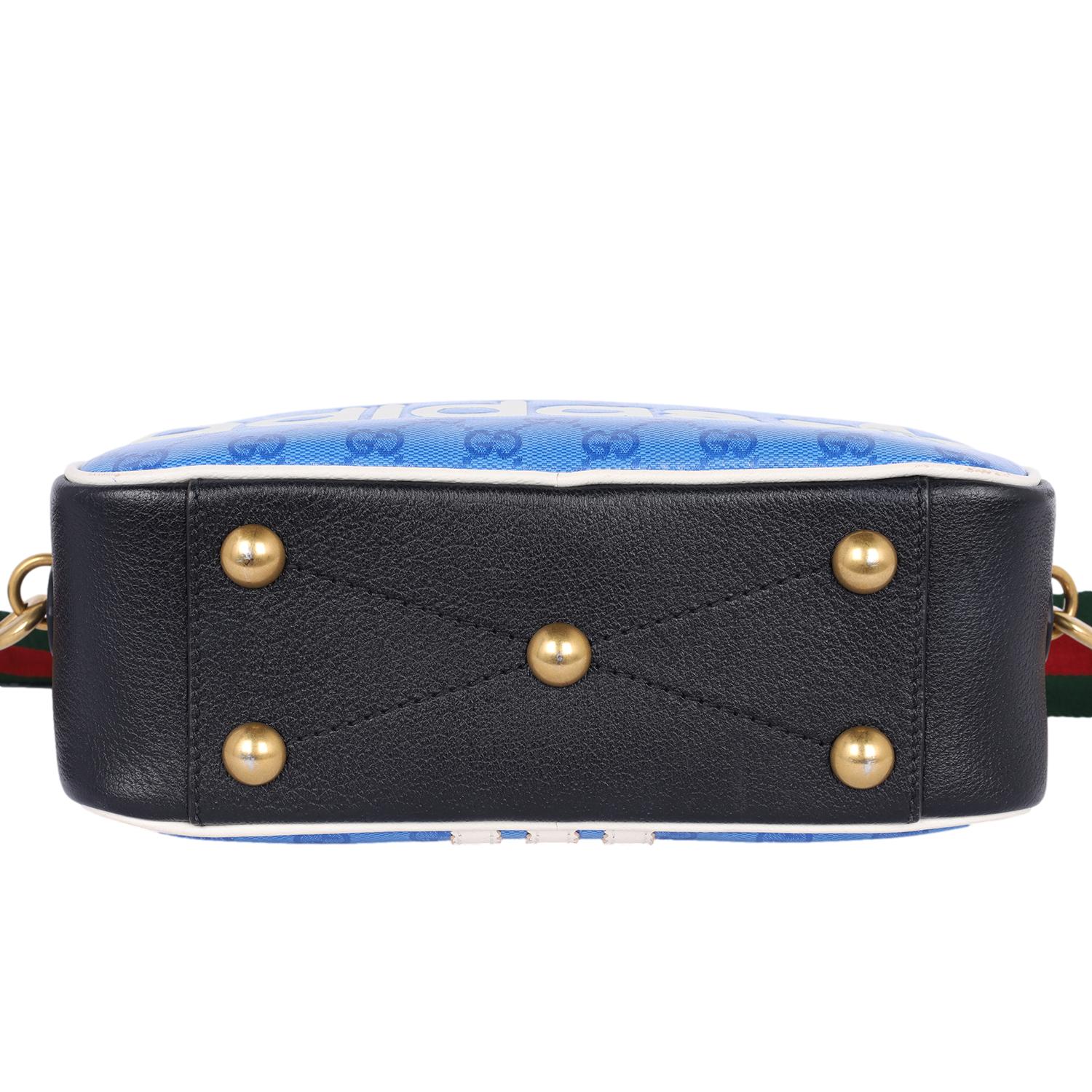 Gucci x Adidas Crystal Vintage Monogram Small Messenger Bag Blue For Sale 6